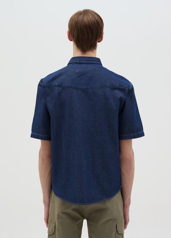 Ovs Camicia Maniche Corte In Denim Con Tasche