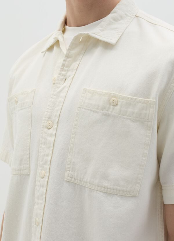Ovs Camicia Maniche Corte In Denim Con Tasche
