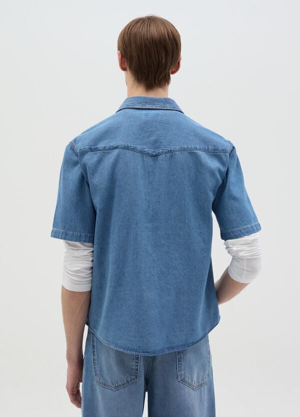 Ovs Camicia Maniche Corte In Denim Con Tasche