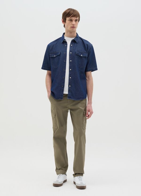 Ovs Camicia maniche corte in denim con tasche