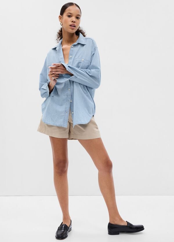 Ovs Camicia oversize in denim con tasche