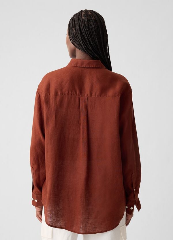 Ovs Camicia Oversize In Lino Con Tasca