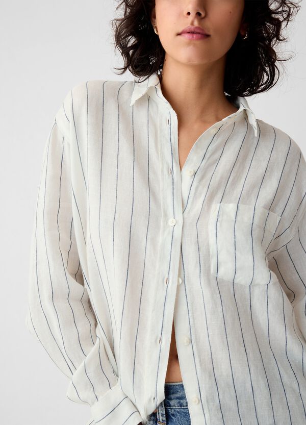 Ovs Camicia Oversize In Lino Con Tasca
