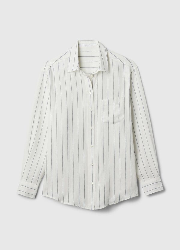 Ovs Camicia Oversize In Lino Con Tasca