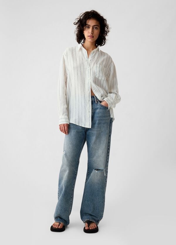 Ovs Camicia oversize in lino con tasca
