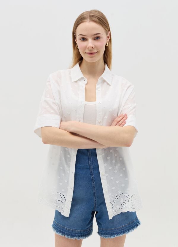 Ovs Camicia Premaman In Plumetis Con Sangallo