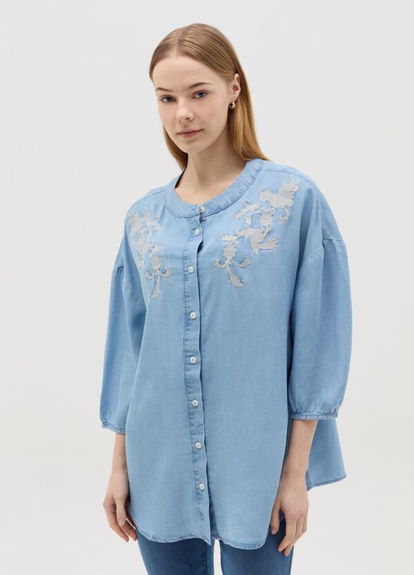 Ovs Camicia Premaman In Tencel Con Ricamo