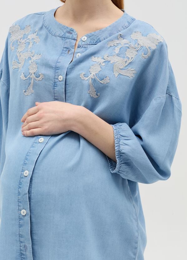 Ovs Camicia Premaman In Tencel Con Ricamo