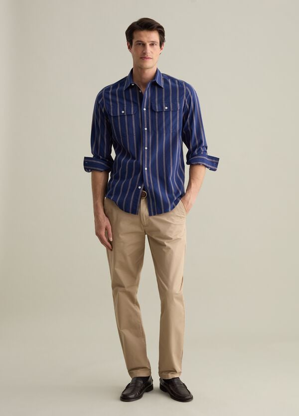 Ovs Camicia Regular Fit A Righe Con Tasche