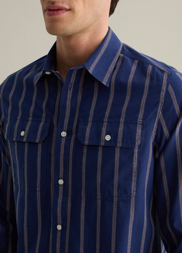 Ovs Camicia Regular Fit A Righe Con Tasche