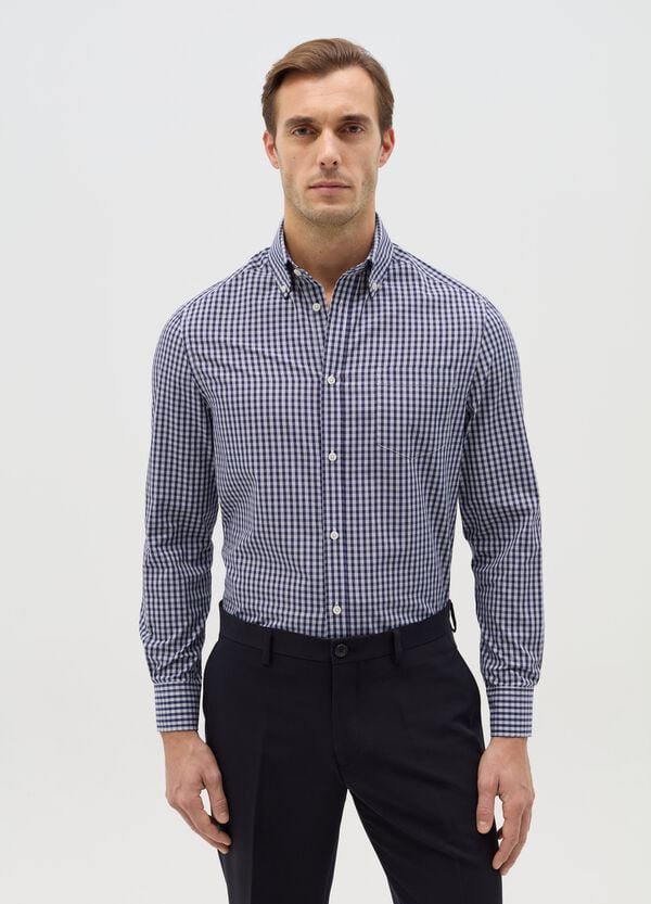 Ovs Camicia regular fit easy iron a quadri