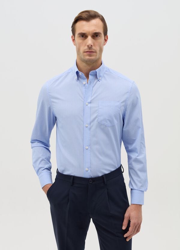 Ovs Camicia regular fit easy iron a righe sottili
