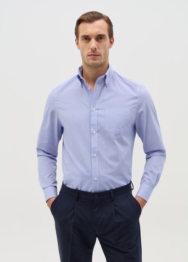 Ovs Camicia regular fit easy iron micro quadri