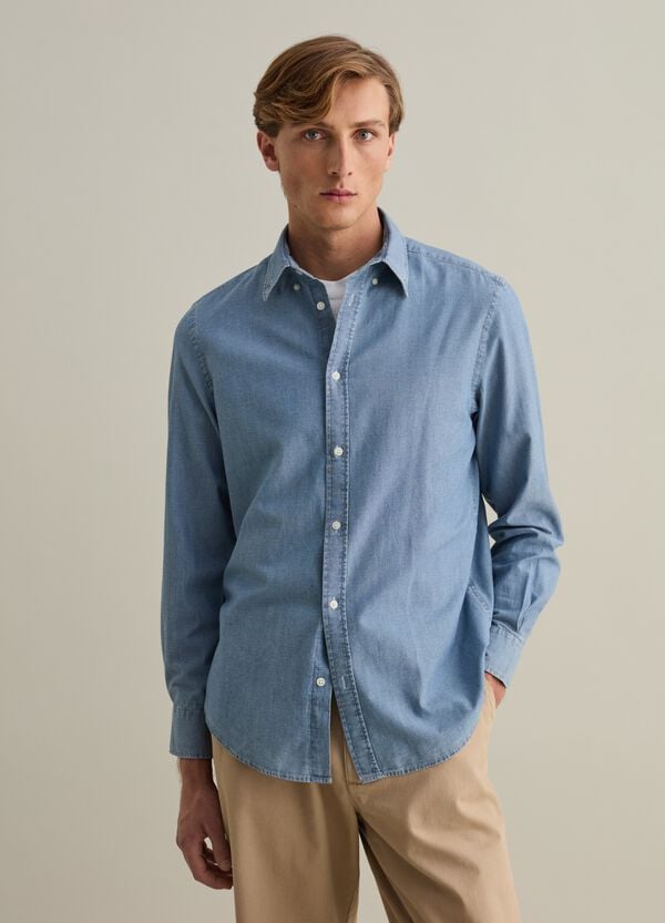 Ovs Camicia Regular Fit In Cotone Chambray