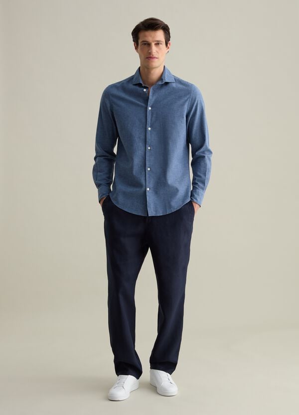 Ovs Camicia Regular Fit In Cotone E Lino