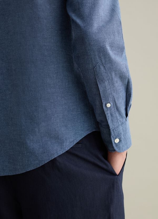 Ovs Camicia Regular Fit In Cotone E Lino