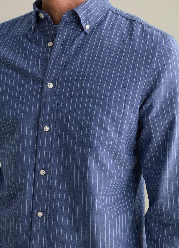 Ovs Camicia Regular Fit In Cotone E Lino A Righe