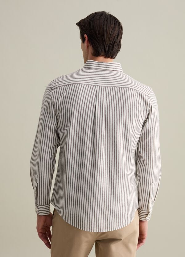 Ovs Camicia Regular Fit In Cotone E Lino A Righe
