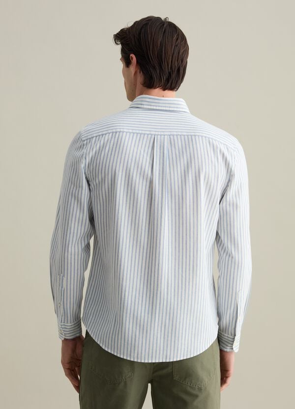 Ovs Camicia Regular Fit In Cotone E Lino A Righe