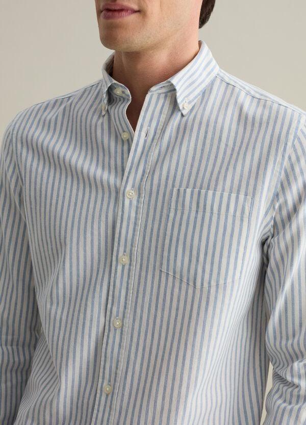 Ovs Camicia Regular Fit In Cotone E Lino A Righe