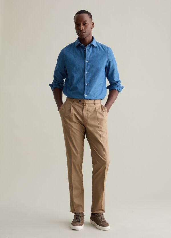 Ovs Camicia Regular Fit In Denim Chambray