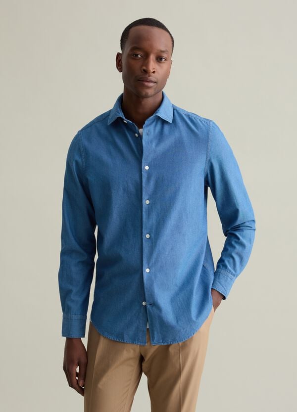 Ovs Camicia regular fit in denim chambray