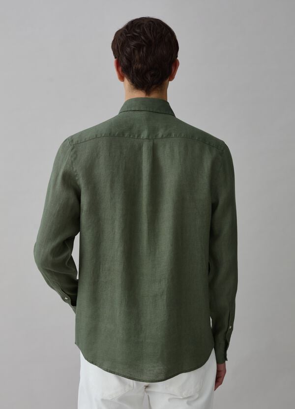 Ovs Camicia Regular Fit In Lino Con Tasca