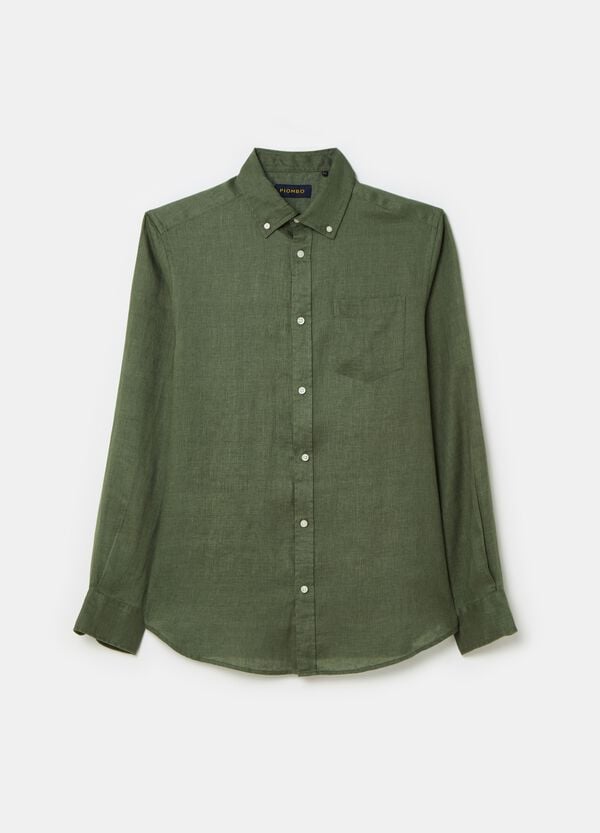 Ovs Camicia Regular Fit In Lino Con Tasca