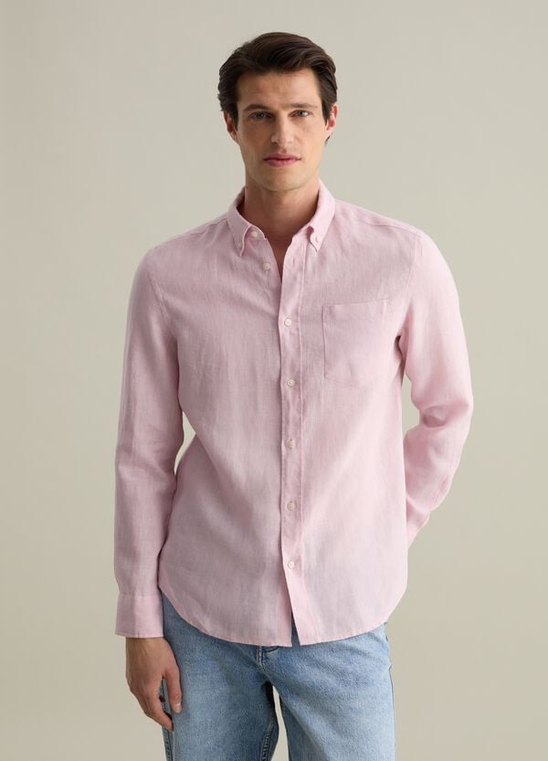 Ovs Camicia regular fit in lino con tasca