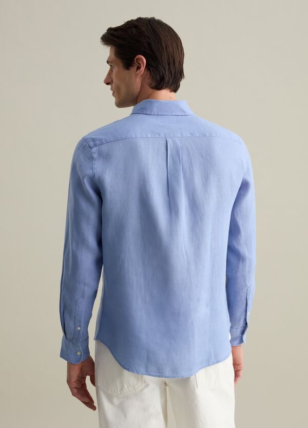 Ovs Camicia Regular Fit In Lino Con Tasca