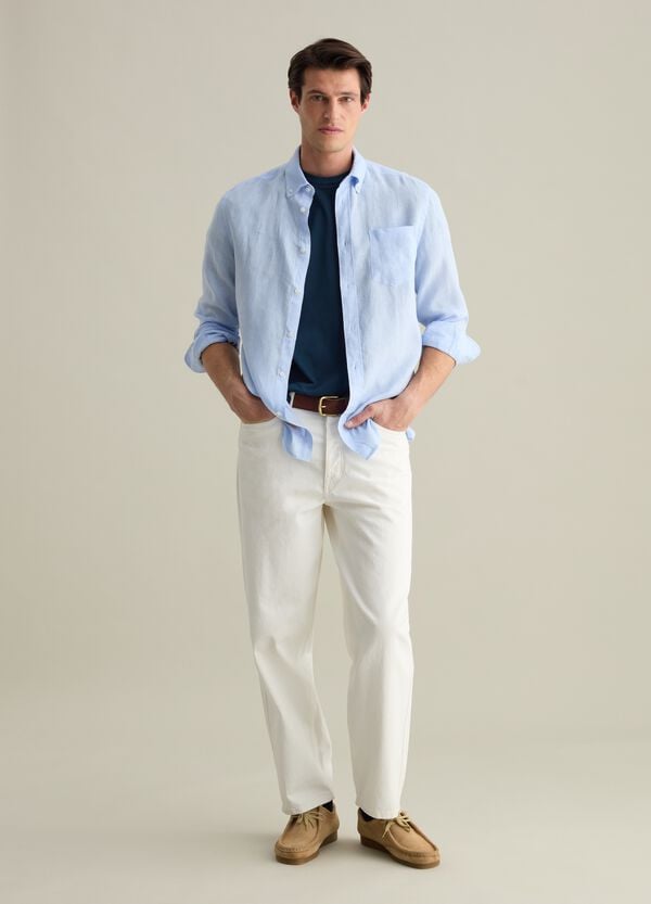Ovs Camicia regular fit in lino con tasca