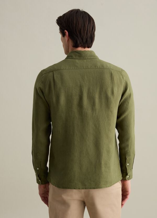 Ovs Camicia Regular Fit In Lino Con Tasche