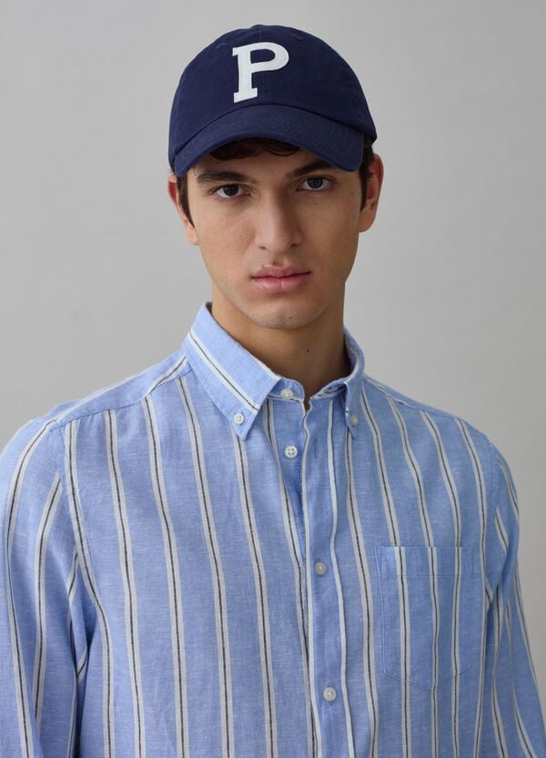 Ovs Camicia Regular Fit In Lino E Cotone A Righe