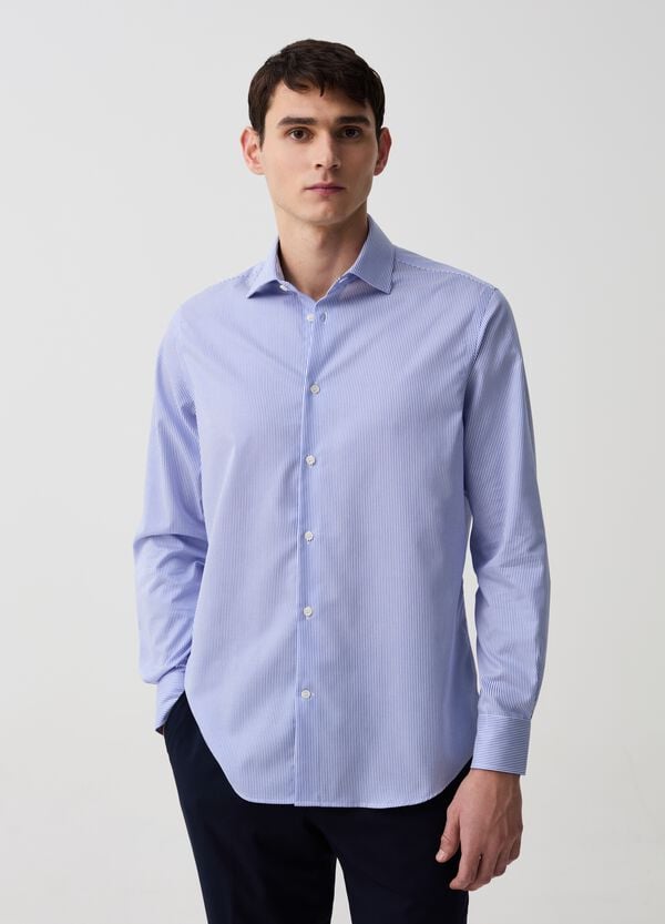Ovs Camicia Regular Fit No Stiro A Righe Sottili