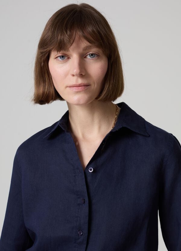 Ovs Camicia Relaxed Fit In Lino Tinta Unita