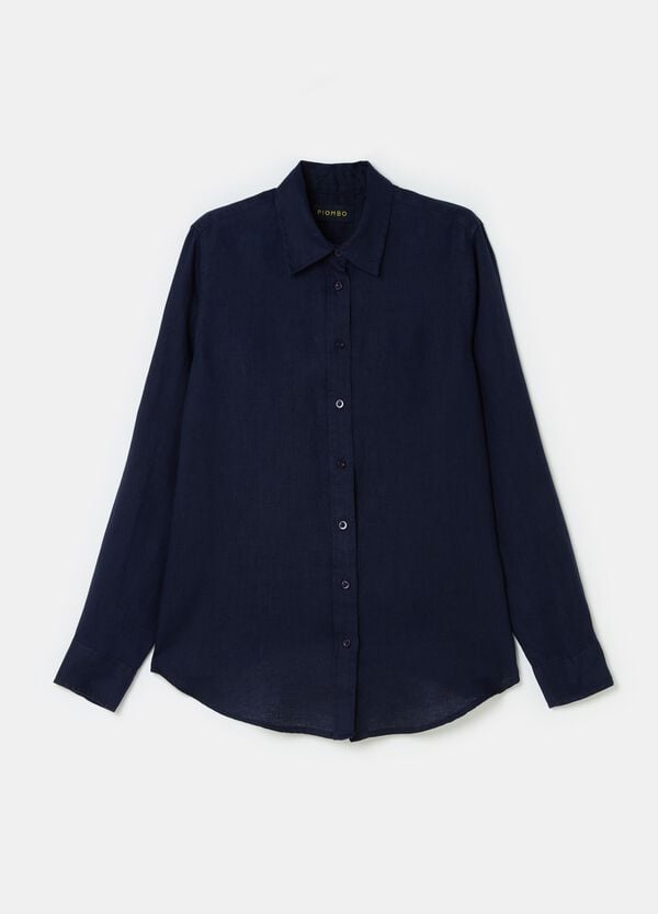 Ovs Camicia Relaxed Fit In Lino Tinta Unita