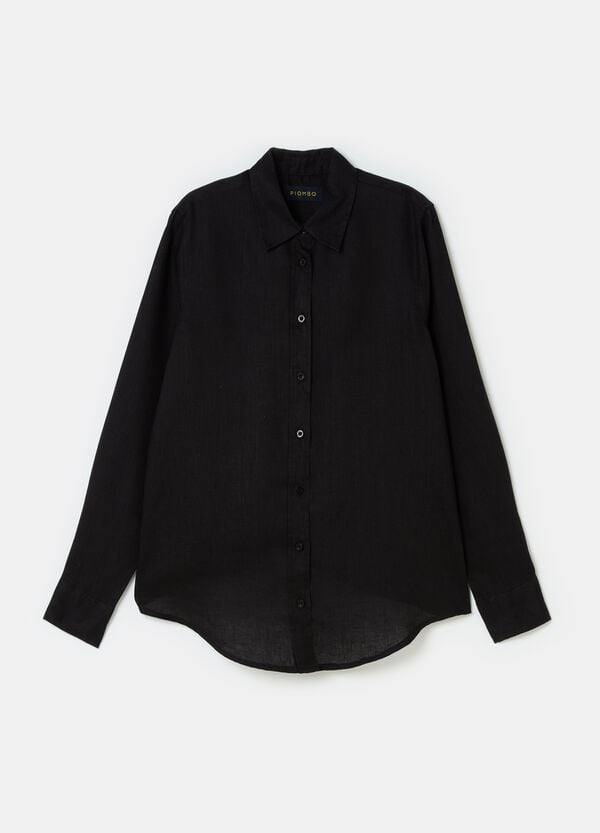 Ovs Camicia Relaxed Fit In Lino Tinta Unita