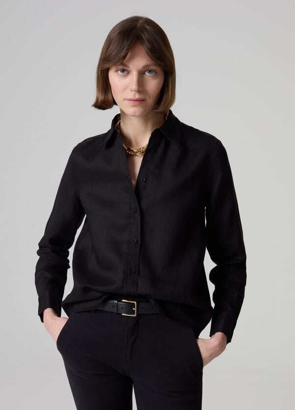 Ovs Camicia relaxed fit in lino tinta unita