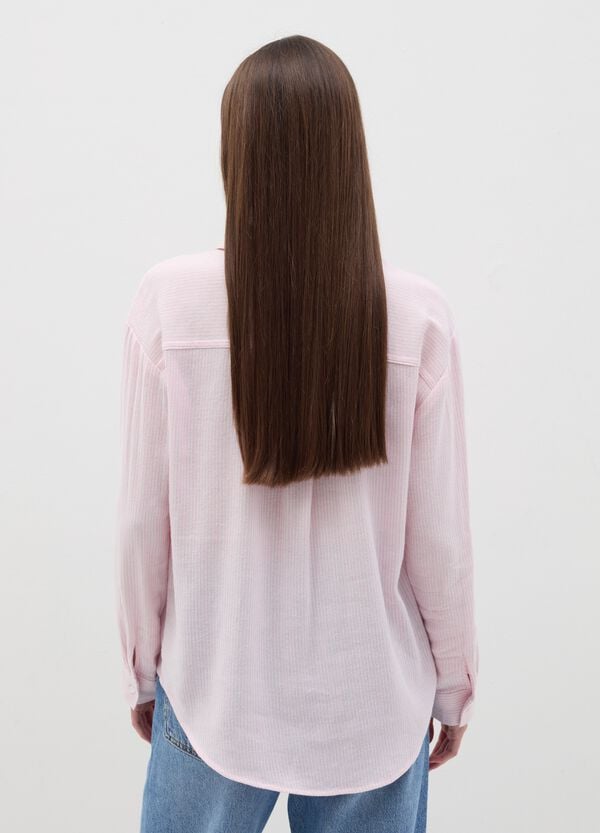 Ovs Camicia Rosa A Righe In Cotone E Lino