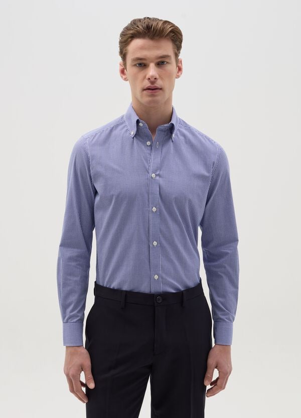 Ovs Camicia slim fit easy iron micro quadri