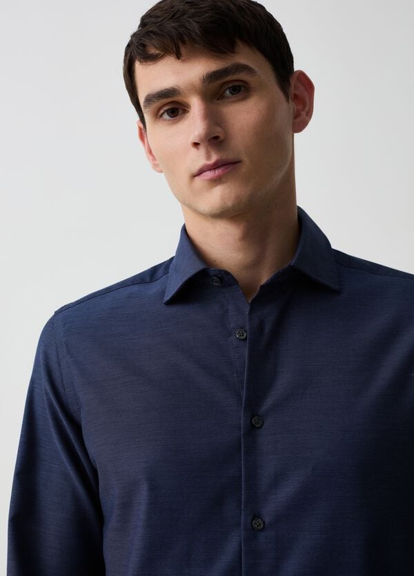 Ovs Camicia Slim Fit No Stiro Con Micro Trama