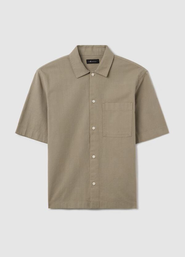 Ovs Camicia verde a maniche corte in cotone