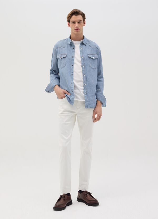 Ovs Camicia western in denim con bottoni perlati