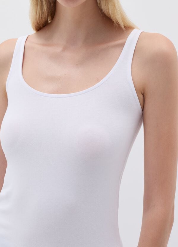 Ovs Canotta Basic In Cotone Elasticizzato Bianca