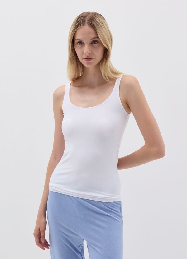 Ovs Canotta basic in cotone elasticizzato bianca