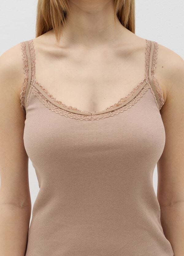 Ovs Canotta Intima A Costine Con Merletto