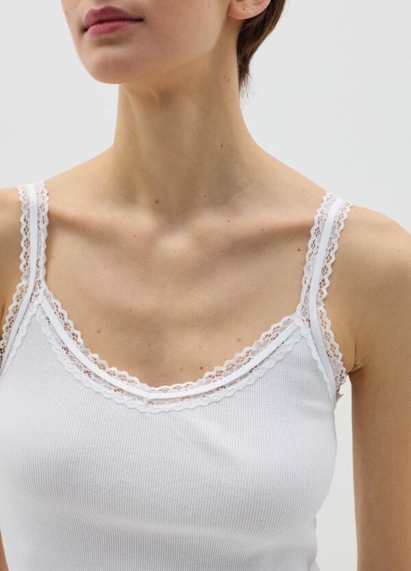 Ovs Canotta Intima A Costine Con Merletto