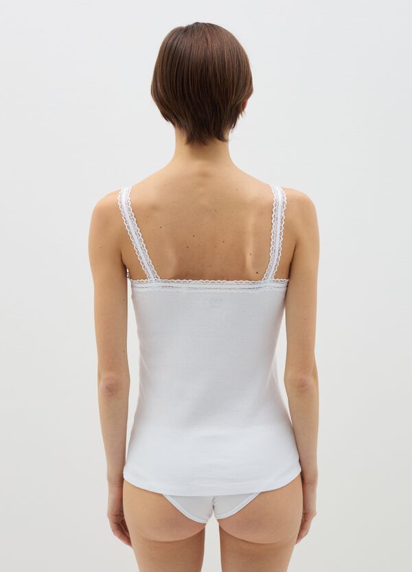 Ovs Canotta Intima A Costine Con Merletto