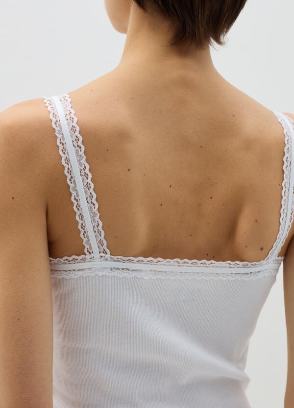 Ovs Canotta Intima A Costine Con Merletto
