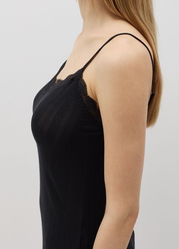 Ovs Canotta Intima Pointelle Scollo A V Con Pizzo